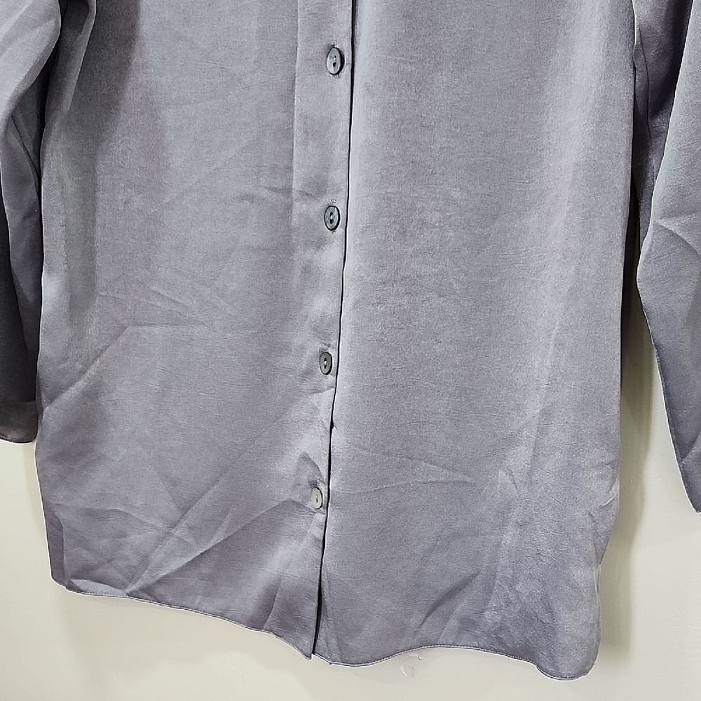 Chic Women's Gray Long Sleeve Blouse - Picture 5 of 11